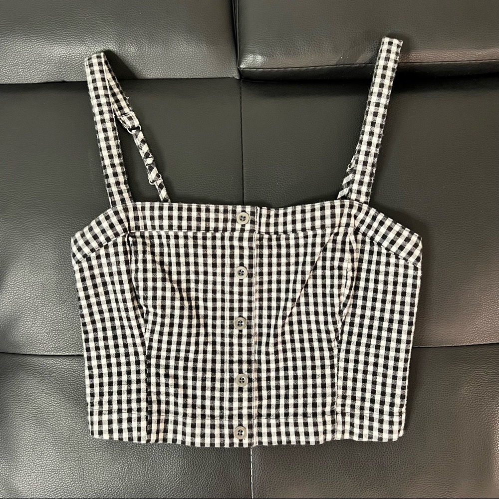 Plaid crop top b&w 🤍🖤